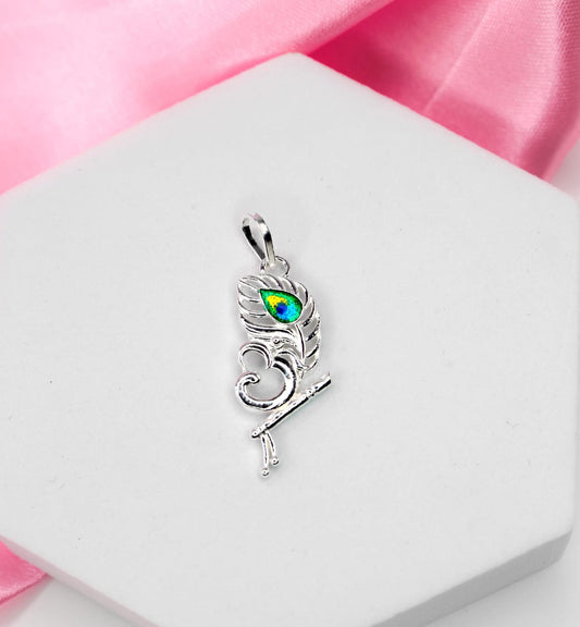 Sacred Om & Peacock Feather Pendant – A Symbol of Peace and Divinity